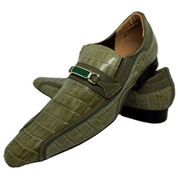 Sapato Masculino Italiano Em Couro Verde Réptil Re... - Art Sapatos ®