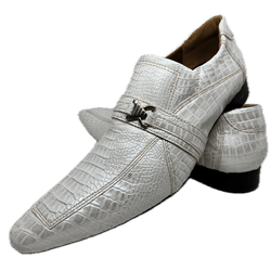 Sapato Masculino Italiano Em Couro Branco Réptil R... - Art Sapatos ®