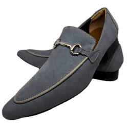 Sapato Masculino Italiano Em Couro Cinza Mocassim ... - Art Sapatos ®