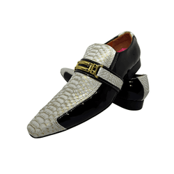 Sapato Masculino Social Em Couro Preto E Branco Re... - Art Sapatos ®