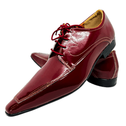 Sapato Masculino Italiano Em Couro Vinho Enverniza... - Art Sapatos ®