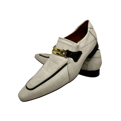 Sapato Masculino Social Bege E Preto Com Fivela Do... - Art Sapatos ®