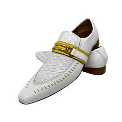 Sapato Masculino Social Branco Nobre Fivela Dourad... - Art Sapatos ®