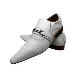 Sapato Masculino Social Branco Fivela Prata Ref: 9... - Art Sapatos ®