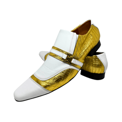 Sapato Masculino Social Branco Dourado Texturizado... - Art Sapatos ®