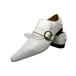 Sapato Masculino Italiano Couro Branco Com Pespont... - Art Sapatos ®