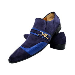 Sapato Masculino Italiano Couro Camurça com Azul t... - Art Sapatos ®