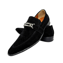 Sapato Masculino Italiano Couro Preto Camurça Ref:... - Art Sapatos ®
