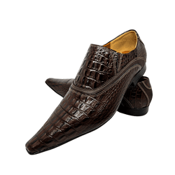 Sapato Masculino Mocassim Couro Croco Marrom Ref: ... - Art Sapatos ®