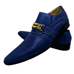 Sapato Masculino Italiano Em Couro Azul Frisado Ro... - Art Sapatos ®