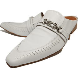 Babuche Masculino Em Couro Social Executivo Branco... - Art Sapatos ®