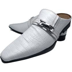 Babuche Masculino Em Couro Social Executivo Branco... - Art Sapatos ®