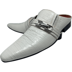 Babuche Masculino Em Couro Social Executivo Branco... - Art Sapatos ®