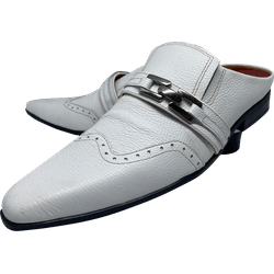 Babuche Masculino Em Couro Social Executivo Branco... - Art Sapatos ®