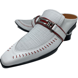 Babuche Masculino Em Couro Social Executivo Branco... - Art Sapatos ®