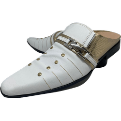 Babuche Masculino Em Couro Social Executivo Branco... - Art Sapatos ®