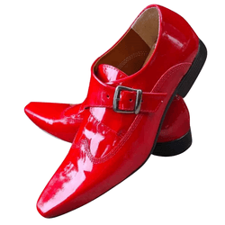 Sapato Masculino Italiano Em Couro Vermelho Glow R... - Art Sapatos ®