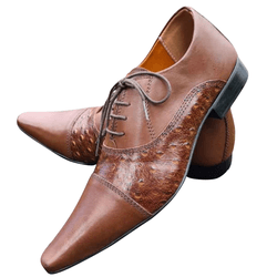 Sapato Masculino Italiano Em Couro Marrom Countrym... - Art Sapatos ®