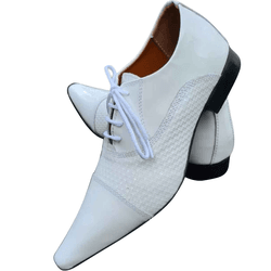 Sapato Masculino Italiano Em Couro Branco Tricot R... - Art Sapatos ®