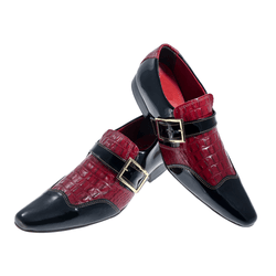 Sapato Masculino Italiano Em Couro Croko Vermalho ... - Art Sapatos ®
