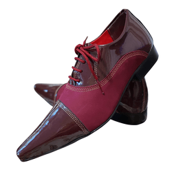 Sapato Masculino Italiano Couro Verniz e Nobuck Vi... - Art Sapatos ®