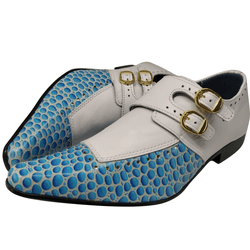 Sapato Masculino Italiano Em Couro Azul Shells Ref... - Art Sapatos ®