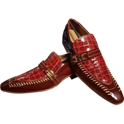 Sapato Masculino Italiano Em Couro Jacaré Vinho - ... - Art Sapatos ®