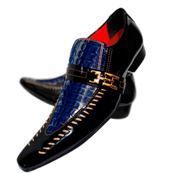 Sapato Masculino Italiano Em Couro Jacaré Azul - 0... - Art Sapatos ®