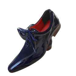 Sapato Masculino Italiano Em Couro Azul Camurça En... - Art Sapatos ®