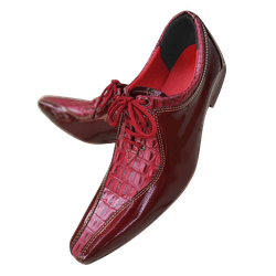 Sapato Masculino Italiano Em Couro Vinho Jacaré Re... - Art Sapatos ®