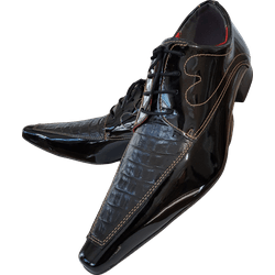 Sapato Masculino Italiano Em Couro Preto Jacaré - ... - Art Sapatos ®