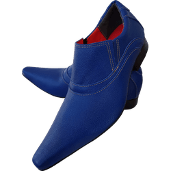 Sapato Masculino Italiano Em Couro Azul Fosco - 01... - Art Sapatos ®