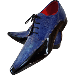 Sapato Masculino Italiano Em Couro Azul Avestruz -... - Art Sapatos ®
