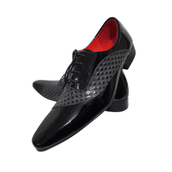 Sapato Masculino Italiano Em Couro Preto Verniz Co... - Art Sapatos ®