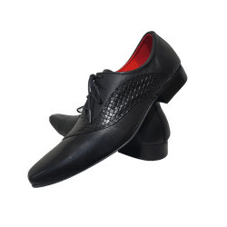 Sapato Masculino Italiano Em Couro Preto Fosco Com... - Art Sapatos ®