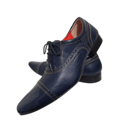 Sapato Masculino Italiano Em Couro Azul Fosco - 01... - Art Sapatos ®