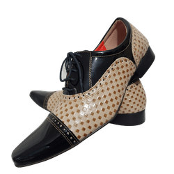 Sapato Masculino Italiano Em Couro Caramelo Quadri... - Art Sapatos ®