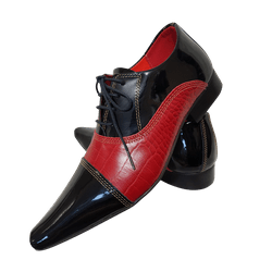 Sapato Masculino Italiano Em Couro Vermelho Jacaré... - Art Sapatos ®