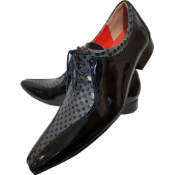 Sapato Masculino Italiano Em Couro Preto Quadricul... - Art Sapatos ®