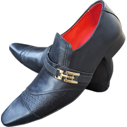 Sapato Masculino Italiano Em Couro Preto Fosco - 0... - Art Sapatos ®