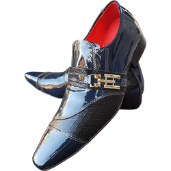Sapato Masculino Italiano Em Couro Azul Petróleo E... - Art Sapatos ®