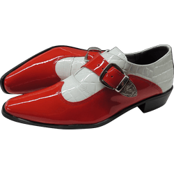Sapato Masculino Em Couro Vermelho Verniz Com Bran... - Art Sapatos ®