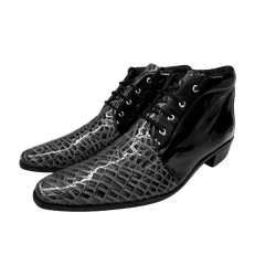 Bota Masculina Em Couro Cinza Escamado Com Preto V... - Art Sapatos ®