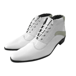 Bota Masculina Em Couro Branco Verniz Com Pérola -... - Art Sapatos ®
