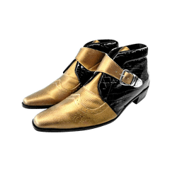 Bota Masculina Em Couro Dourado Com Preto - 041014 - Art Sapatos ®
