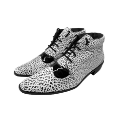 Bota Masculina Em Couro Camuflado Preto Com Branco... - Art Sapatos ®