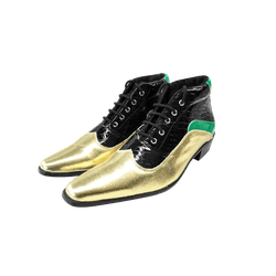 Bota Masculina Em Couro Dourado Com Preto e Verde ... - Art Sapatos ®