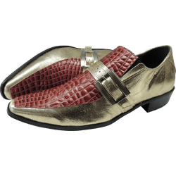 Sapato Masculino Em Couro Social Executivo Dourado... - Art Sapatos ®
