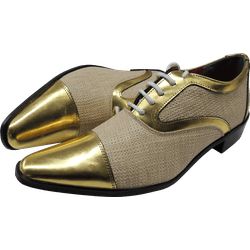 Sapato Masculino Em Couro Social Executivo Dourado... - Art Sapatos ®