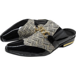 Mule Masculino Em Couro - Babuche - Black Blank - ... - Art Sapatos ®